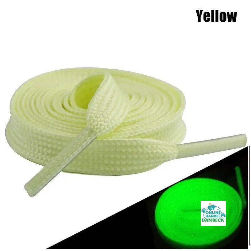 1 Paar leuchtende Schnürsenkel im Dunklen Fluoreszierend (Einfarbig Gelb) versch. Farben 120 cm