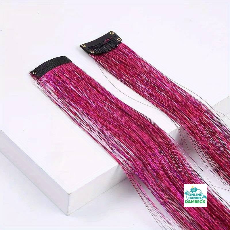 Funkelnde Glitzer-Lametta Extensions, Haarverlängerung, Strähnen, Assessors