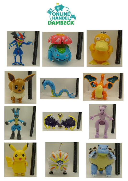 Original Pokemon Figuren mit Ball 8 - 18 cm, Turtok, Mewtu, Lunala, Glurak,