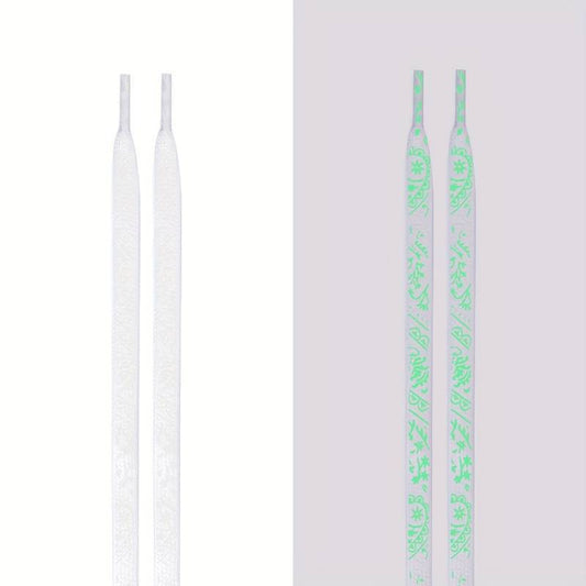 1 Paar leuchtende Schnürsenkel im Dunklen Fluoreszierend (Musterschnürsenkel Weiß) versch. Farben 120 cm