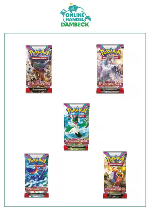 Pokemon Karten DE Karmesin & Purpur 2 Entwicklungen in Paldea, Booster Pack