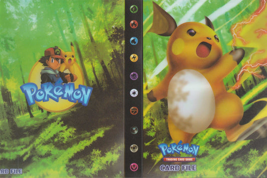 Pokemon Sammelalbum für 240 Karten Portfolio 4-Pocket Sammelkarten Heft Ordner(Pikachu & Ash)