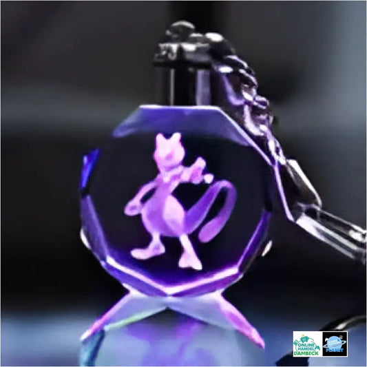 Pokémon LED Schlüsselanhänger - Leuchtender Kristall mit Mewtwo # 1 - Pokemon Schlüsselanhänger