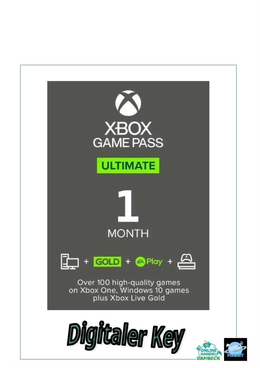 Xbox Game Pass Ultimate - 1 Monat - EU XBOX One / Series X|S / Windows 10 CD Key 1 Monat (NON-STACKABLE) - Digitale