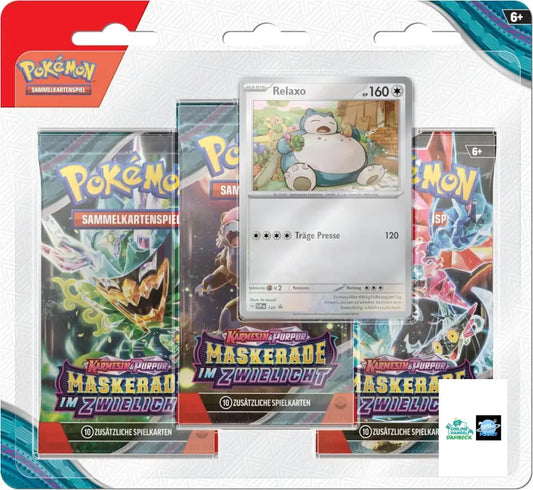 Karmesin & Purpur Maskerade im Zwielicht 3-Pack Blister - Relaxo (deutsch) - Pokemonkarten